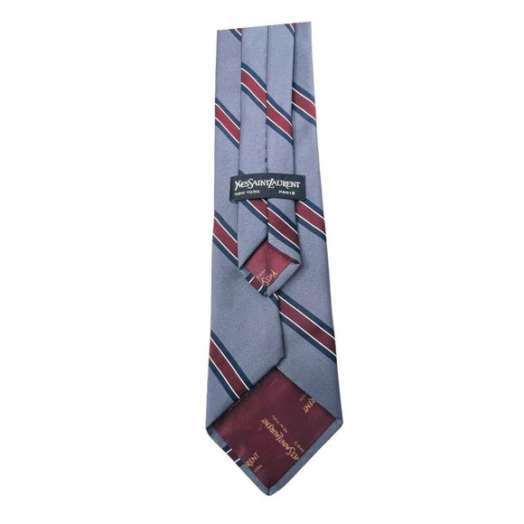 Yves Saint Laurent Gray & Maroon W/YSL Logo Men's Tie - Picture 2 of 5